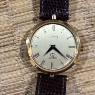 グッチ(Gucci)のGUCCI グッチ シェリーライン GP×革ベルト  クオーツ メンズ腕時計 (腕時計(アナログ))