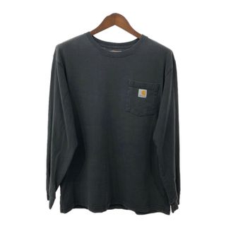 カーハート(carhartt)のCarhartt カーハート ポケット 長袖Ｔシャツ ブラック (メンズ M) 中古 古着 Q8122(Tシャツ/カットソー(七分/長袖))