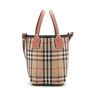 バーバリー(BURBERRY)のバーバリー ロンドン ミニ キャンバス×レザー  ベージュ ユニセックス(ハンドバッグ)