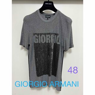 ジョルジオアルマーニ(Giorgio Armani)のGIORGIO ARMANI ロゴTシャツ グレー 48 涼しげな1枚(Tシャツ/カットソー(半袖/袖なし))