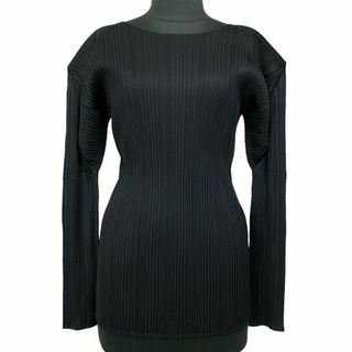 プリーツプリーズイッセイミヤケ(PLEATS PLEASE ISSEY MIYAKE)の1-2013 美品 プリーツプリーズ 長袖 トップス 黒 サイズ3(Tシャツ(長袖/七分))