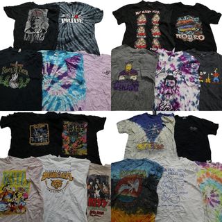 古着卸 まとめ売り カラーmix プリント 半袖Tシャツ 20枚セット (メンズ Ｌ ) KISS ディズニー タイダイ柄 スターウォーズ MS7162(その他)