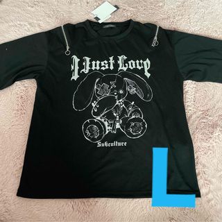 PLYMTONE  パンクうさちゃん 英字 柄 薄手 半袖　大人気　L(Tシャツ(半袖/袖なし))