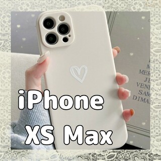 【iPhoneXSmax】iPhoneケース ホワイト ハート 手書き 白(iPhoneケース)