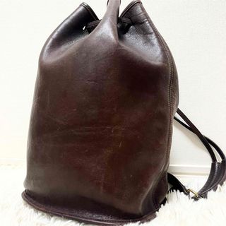 コーチ(COACH)の良品 オールドコーチ 9929 ショルダーバッグ 巾着 西口修平 レザー 茶色(ショルダーバッグ)