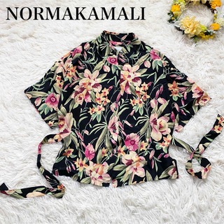 【NORMA KAMALI】フラワープリントシャツ ウエストリボン 日本製(シャツ/ブラウス(半袖/袖なし))