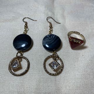 ハンドメイド　ピアス&リングセット(リング)