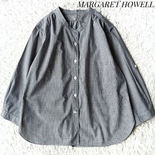 マーガレットハウエル(MARGARET HOWELL)の【マーガレットハウエル】ギンガムチェックシャツ М バンドカラー 綿100%(シャツ/ブラウス(長袖/七分))