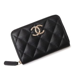 CHANEL - シャネル CHANEL マトラッセ  ココマーク ジップ コインパース コインケース 小銭入れ 財布 キャビアスキン レザー ブラック 黒 シャンパンゴールド金具 AP3977 箱付 CHANEL（新品・未使用品）