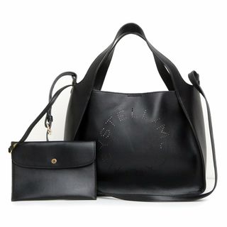 ステラマッカートニー(Stella McCartney)のステラマッカートニー ロゴ 2Way ショルダー トート ハンドバッグ 斜め掛け ポリエチレン ポリエステル ブラック 黒 ゴールド金具 ポーチ付き 513860 Stella McCartney（未使用　展示品）(ハンドバッグ)