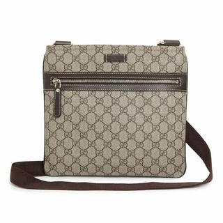 グッチ(Gucci)のグッチ フラット メッセンジャー ショルダーバッグ 斜め掛け GGプラス レザー ベージュ ブラウン 茶 ゴールド金具 295257 GUCCI（新品・未使用品）(ショルダーバッグ)