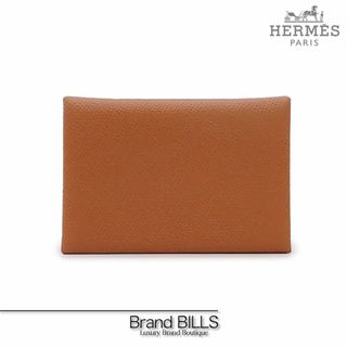 エルメス(Hermes)の新品 エルメス カルヴィ デュオ コインケース 小銭入れ カードケース ミニ財布 H083035CK ゴールド ブラウン U刻印 ヴォー・エプソン(コインケース)