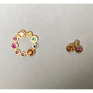 美品　アッシュペーフランス　天然石　ピアス　アシンメトリー　両耳　k18