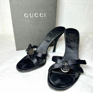 グッチ(Gucci)のグッチ　ミュール　サンダル　ヒール　ブラック　36C(サンダル)