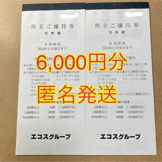 匿名発送 6000円分 エコス 株主優待券