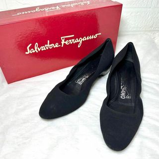 サルヴァトーレフェラガモ(Salvatore Ferragamo)の希少✨サルヴァトーレフェラガモ　パンプス　スエード　黒　5D(ハイヒール/パンプス)