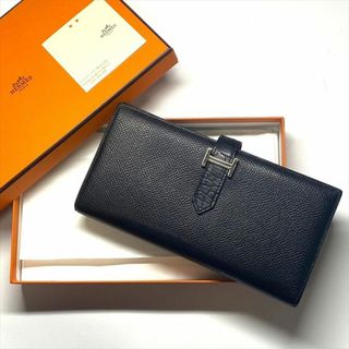 エルメス(Hermes)のHERMES エルメス ベアン スフレ ブラック　シルバー金具　二つ折り長財布(長財布)