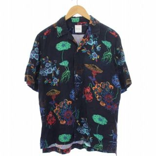 ポールスミス(Paul Smith)のポールスミス PAUL SMITH オープンカラーシャツ 半袖 花柄 L 黒(シャツ)