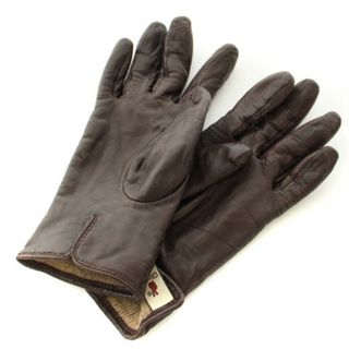 グローブス GLOVES 手袋 グローブ 編み込み レザー 茶 ブラウン(手袋)