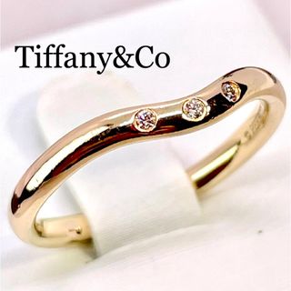 Tiffany & Co. - ティファニー◆750PG*12号*カーブドバンドリング*3Pダイヤモンド*指輪