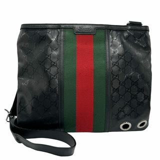 グッチ(Gucci)のグッチ GUCCI 斜め掛けショルダーバッグ GGインプリメ ウェビングライン PVC/レザー ブラック メンズ 269379 送料無料【中古】 z1192(ショルダーバッグ)