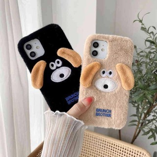 【売れ筋商品】iPhone15　ケース　犬　耳　韓国風　ベージュ　もこもこ　茶色(iPhoneケース)