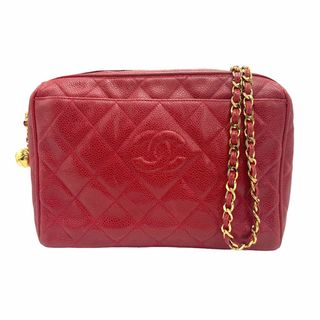 シャネル(CHANEL)のシャネル CHANEL 斜め掛けショルダーバッグ マトラッセ キャビアスキンレザー レッド ゴールド レディース 送料無料【中古】 z1223(ショルダーバッグ)