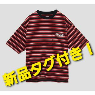 グラニフ(Design Tshirts Store graniph)の【新品未使用】グラニフ×コカ・コーラ ボーダー ビッグシルエットTシャツ L(Tシャツ/カットソー(半袖/袖なし))