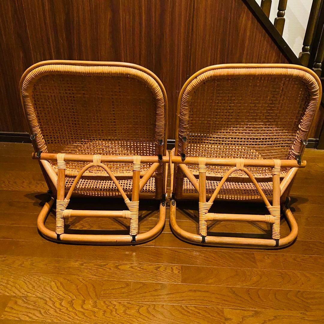【良品】籐 ラタン 座椅子 椅子 折り畳み座椅子 二脚セット 昭和レトロ 【良品】籐 ラタン 座椅子 椅子 折り畳み座椅子 二脚セット 昭和レトロ