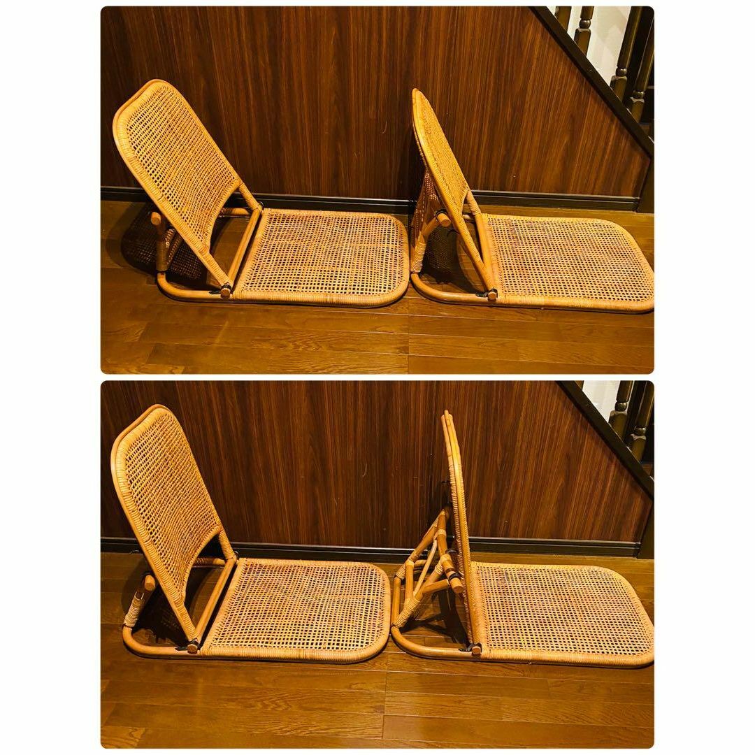 【良品】籐 ラタン 座椅子 椅子 折り畳み座椅子 二脚セット 昭和レトロ 【良品】籐 ラタン 座椅子 椅子 折り畳み座椅子 二脚セット 昭和レトロ