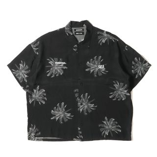 WIND AND SEA - WIND AND SEA ウィンダンシー シャツ サイズ:L 22SS NEIGHBORHOOD パームツリー柄 レーヨン アロハシャツ NHWDS HAWAIIAN / R-SHIRTS.SS ブラック 黒 トップス カジュアルシャツ コラボ【メンズ】【中古】