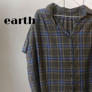 アースミュージックアンドエコロジー(earth music & ecology)のearth music & ecology チェック コットン シアー シャツ(シャツ/ブラウス(半袖/袖なし))