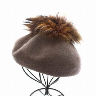カシラ(CA4LA)のカシラ CA4LA ベレー帽 ニット 帽子 ポンポン 茶 ブラウン(ハンチング/ベレー帽)
