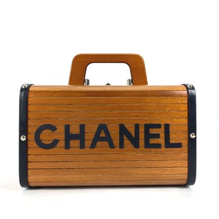 シャネル(CHANEL)のシャネル CHANEL CC ココマーク ヴィンテージ バニティバッグ カバン ハンドバッグ ウッド ブラウン(ハンドバッグ)