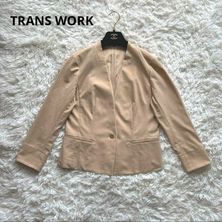 TRANS WORK - TRANS WORK トランスワーク ノーカラージャケット ベージュ 38