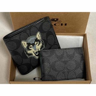 COACH - COACH コーチ　二つ折り財布　シグネチャー　ウルフ