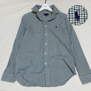 ラルフローレン(Ralph Lauren)の【美品】ラルフローレン　ギンガムチェック　シャツ　ポニー　グリーン系　Lサイズ(シャツ/ブラウス(長袖/七分))