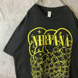 【総柄スマイル】NIRVANAニルヴァーナ古着プリントTシャツ黒グランジ90s(Tシャツ/カットソー(半袖/袖なし))