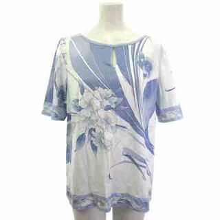 レオナール(LEONARD)のレオナール LEONARD ファッション カットソー 花柄 半袖 ブルー 42(カットソー(半袖/袖なし))