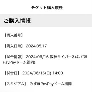 6/16(日) 阪神タイガースvsソフトバンクホークス