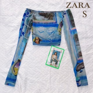 ザラ(ZARA)の【新品 S】ZARA シアートップス(カットソー(長袖/七分))