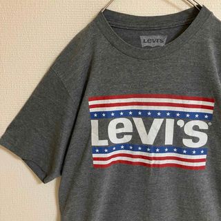 Levi'sリーバイスビッグロゴ星条旗デザインtシャツ雰囲気古着霜降りTシャツ