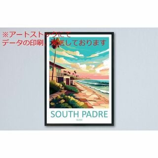 mz ポスター A3 (A4も可) サウス パドレ ビーチ トラベル ウォール (印刷物)