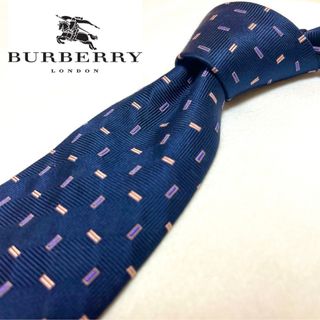 バーバリー(BURBERRY)の【美品】Burberry London ネクタイ スクエア ドット ネイビー(ネクタイ)