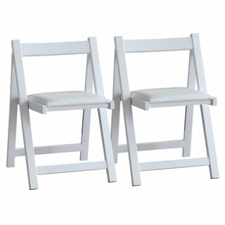 【色: ホワイト】折りたたみダイニング椅子ソフトクッション付き 2脚入りソリッド(その他)