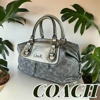 コーチ(COACH)の定番　COACH　コーチ　シグネチャー　ハンドバッグ　ミニボストン　シルバー(ハンドバッグ)