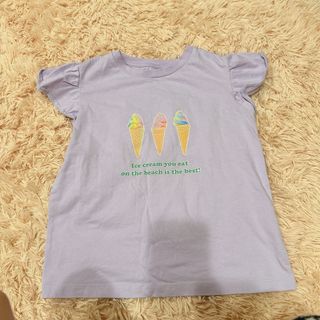 ジーユー　GU アイス柄パフスリーブTシャツ　150cm パープル