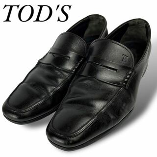 トッズ(TOD'S)のTOD'S トッズ ローファー 革靴 レザー ロゴ ハーフサドル ブラック 5A(ブーツ)