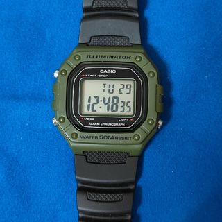 カシオ(CASIO)のCASIO カシオ：W-218H チープカシオ カーキ　おまけ付き(腕時計(デジタル))