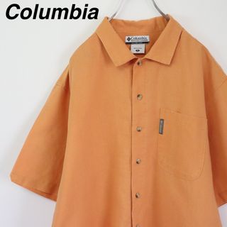 Columbia - 【綿麻素材】コロンビア／シャツ　ワンポイント　Lサイズ相当　無地　リネンシャツ